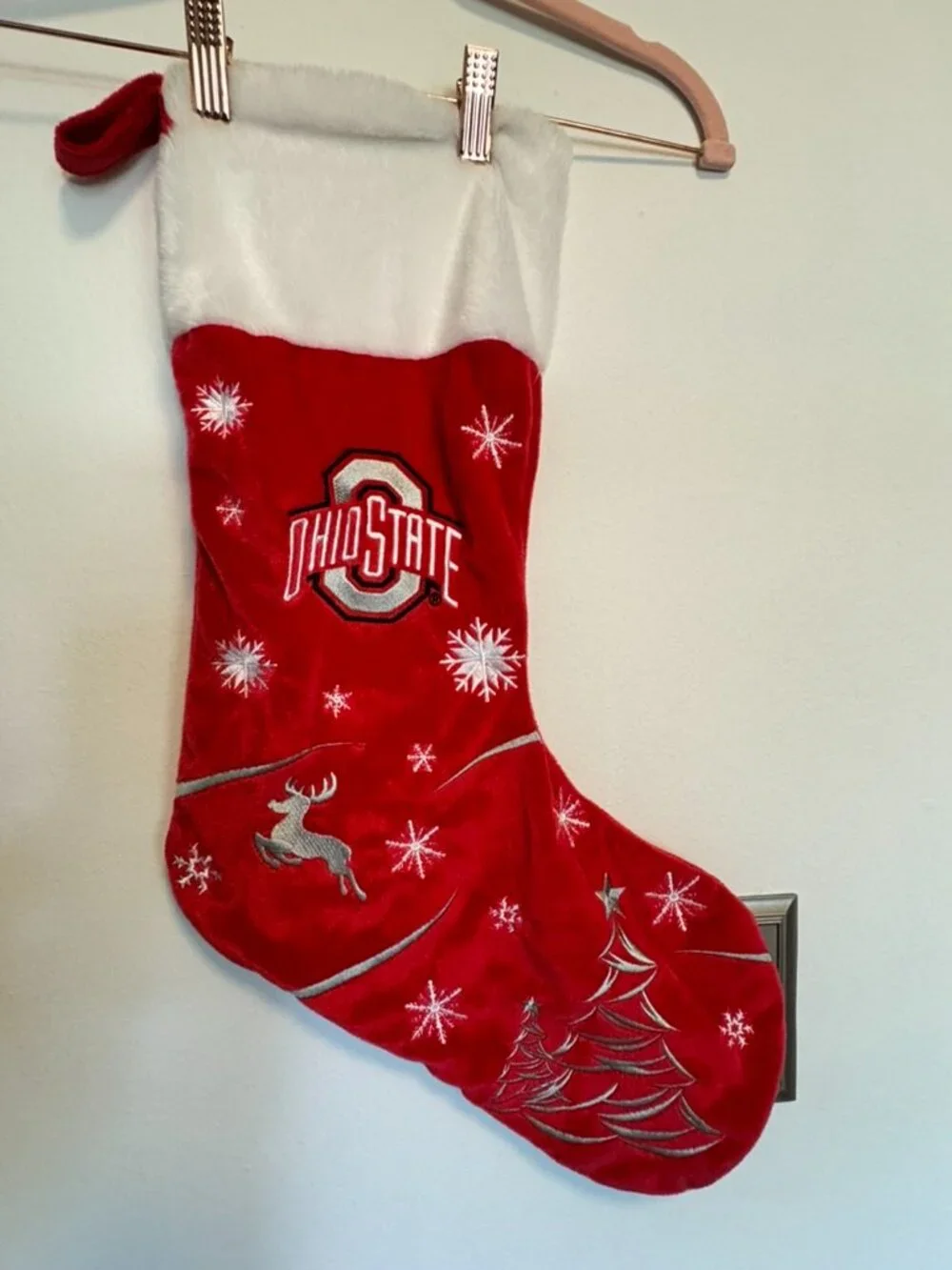 Ohio State University Christmas Stocking Deer Trees Stars